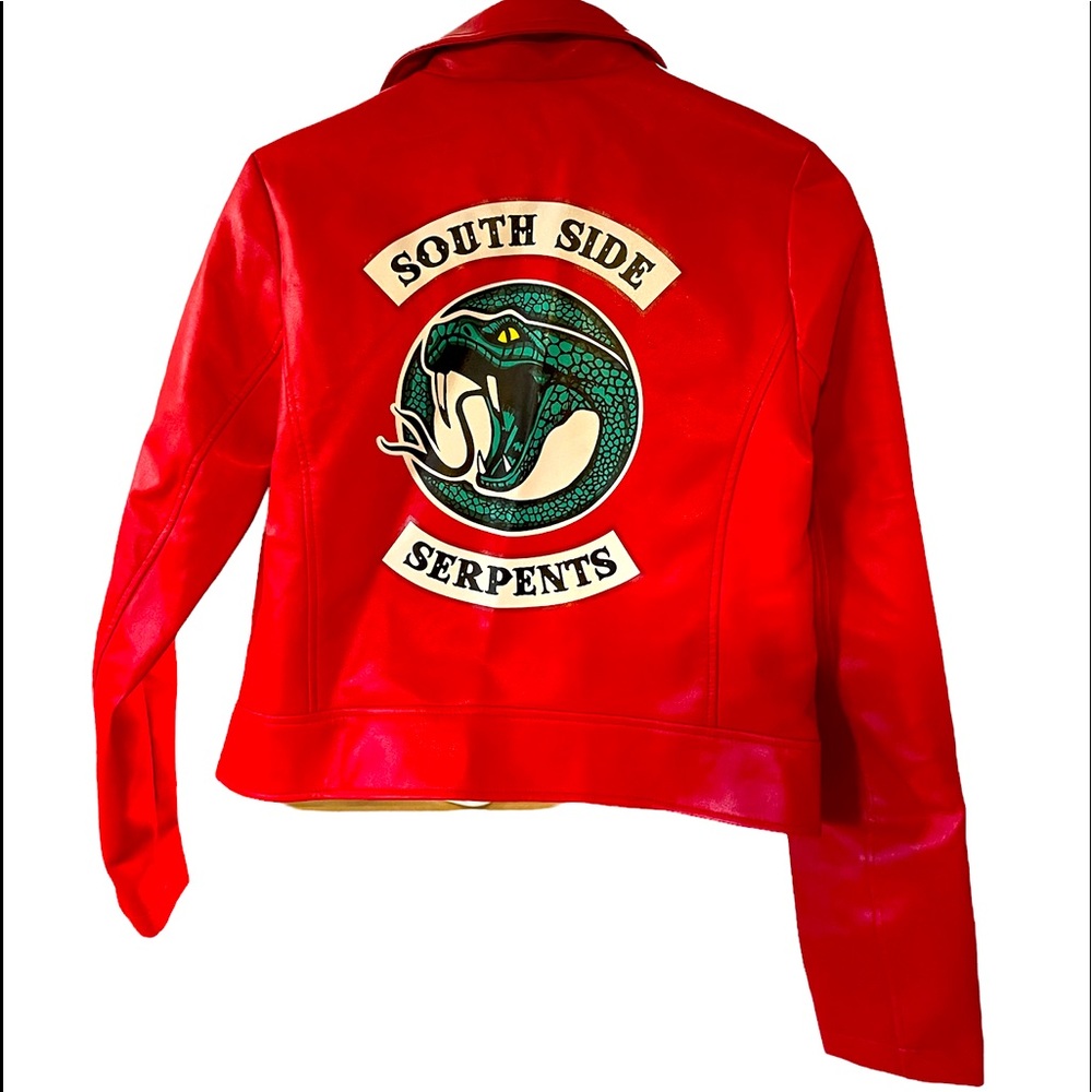Riverdale Southside Serpents Cheryl Blossom Moto Faux Leather Red Jacket
